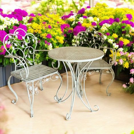 Garden Bistro Set - Metal - Grey