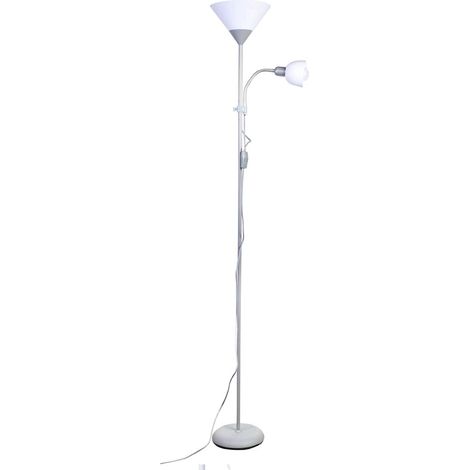 Lámpara de pie "Lisa" de dos luces (1xE14 y 1xE27) – Plata