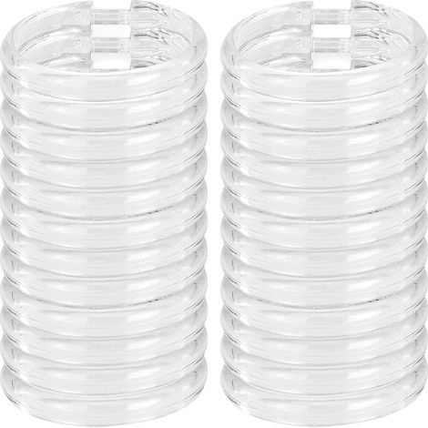 Anneaux de Douche et Rideau pour Tringle 24 pièces clips transparents ronds Crochets de douche ronds Intérieur Placard Fenêtre Maison Bain Hôtel Dortoir Gym Plus (1/5)