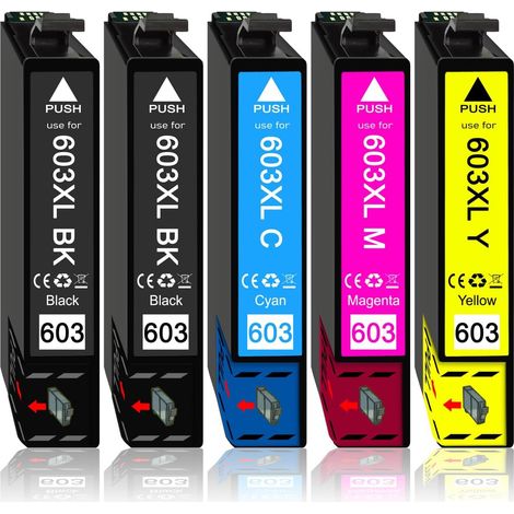 Lot de 5 cartouches d'encre compatibles avec Epson 603XL - XP2100 XP3100 XP4100 (1/5)