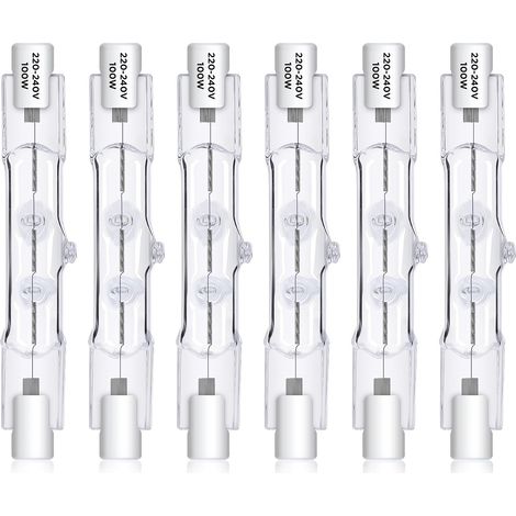 Packung mit 6 R7s 78mm 100W 230V Halogenlampen, J78 Sockel, dimmbar, warmweiß 2800K, kompatibel mit Straßenbeleuchtung und Gartenbeleuchtung. (1/5)
