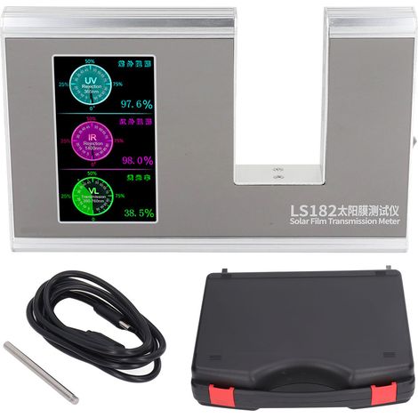 Testeur de verre filmé 3 vitesses réglables, mesure taux de blocage UV/IR, transmittance VLT, SHGC, pour film solaire. (1/5)