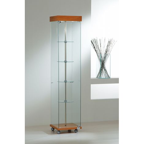 Vetrina Motorizzata con Ripiani Girevoli 40x40x187 cm LL OF418G Made in Italy Colore Grigio (1/5)