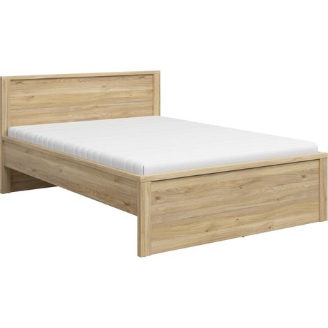 Lit double 160x200cm sans sommier coloris Chêne mauvella - Longueur 208 x Profondeur 168 x Hauteur 50-100 cm (1/4)