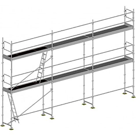 Echafaudage fixe de façade 60m² - Structure + Planchers + Plinthes + Lisses - DUO60-SPP (1/5)