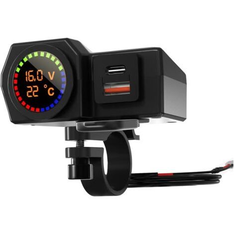 VoltmèTre De Moto Jauge De TempéRature,Prise éTanche De Moto 5v 3.4a Chargeur USB De Moto Chargeur De TéLéPhone Portable pour TéLéPhone Portable Tablette GPS RéFrigéRateur De Voiture (1/5)