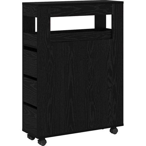 Maison Exclusive - Juego de muebles de baño con rueda Roble Negro