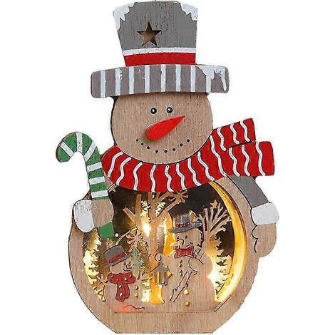 Décorations de Noël lumineuses de bureau en bois, ornement lumineux, panneau de table, Père Noël à la maison (1/5)