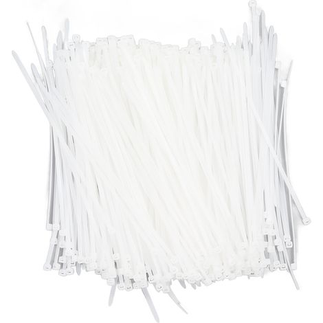 1000 attaches de câble robustes 20 cm 18 kg résistance UV intérieur extérieur auto-serrantes nylon blanc lot (1/5)