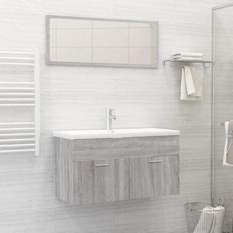 Ensemble de meubles de salle de bain 2 pcs,Mobilier de salle de bain,Armoire de rangement Sonoma gris CNENE656081 (1/5)
