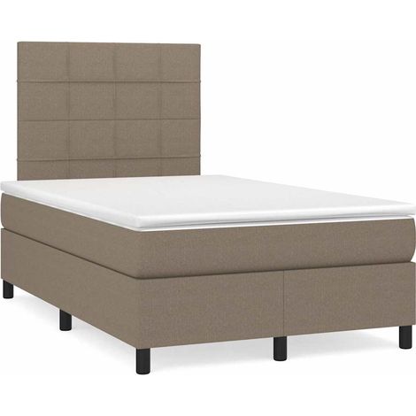 vidaXL Sommier à lattes de lit matelas et LED taupe 120x190 cm tissu (1/5)