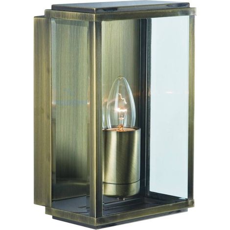 Searchlight Box - 1 Licht Außenwandleuchte Antik Messing, IP44, E27