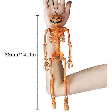Cadeaux pour Halloween-as the picture shows A 1pc 38CM Pumpkin Skeleton Decorations with Posable Joints Skeletons for Party Haunted House Props Decorations (1/5)