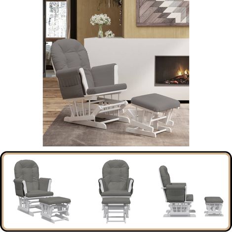 Chaise berçante avec repose-pied Gris foncé Tissu - Chaise Berçante - Chaise Relaxante - Chaise D'allaitement - Mobilier Enfant - Meuble Design (1/5)