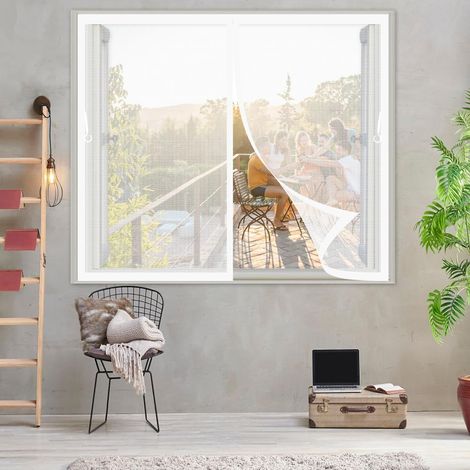 Moskitonetz für Türen, 77 x 120 cm, mit Magneten, verschiedene Größen, magnetischer Tür-/Fenster-/Balkonschutz, weiß
