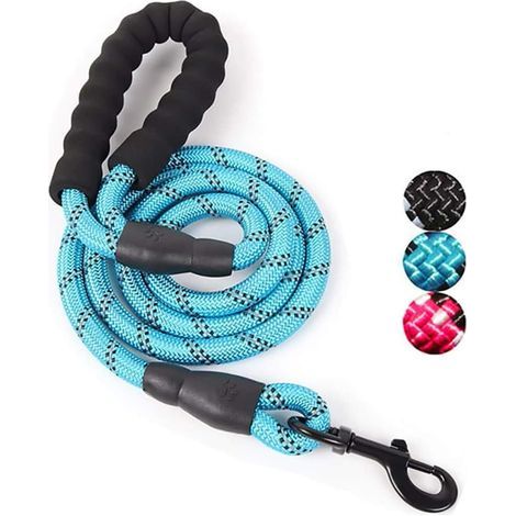 Corde Laisse pour Chien avec poignée rembourrée Souples et Fils réfléchissants en Nylon Durable Laisse de sécurité 1,5 m Escalade Corde Twist Laisse pour Chien pour Small Medium- Bleu-Fei Yu (1/5)