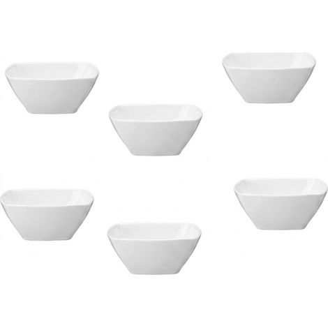 Set 6 Coppette bianche Eclissi in Vetro Opale Resistente Quadrate 14cm 46cl Impilabili per Dessert Macedonia Aperitivi e Buffet Lavastoviglie e Microonde (1/4)