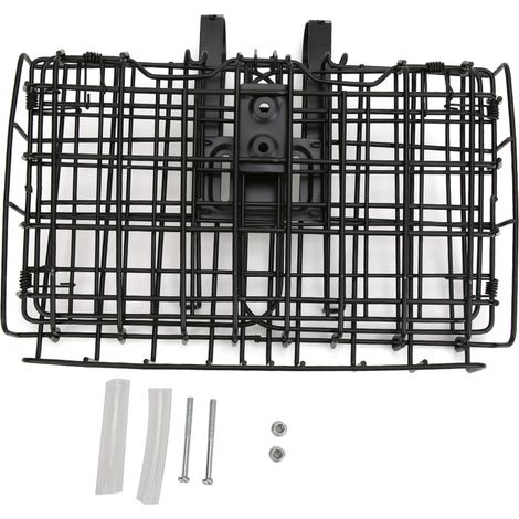Panier avant pliable en fer noir robuste pour VTT, sac suspendu arrière pliable en fil métallique, accessoire vélo, version renforcée noire 1300g (1/5)