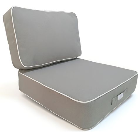 Coussins salon jardin premium déhoussable 60x60cm Gris clair