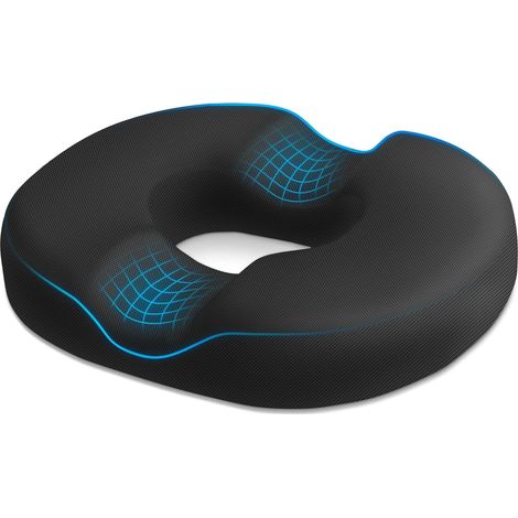 Coussin Assise Ergonomique - Forme Anneau - Mousse Memoire Haute Densite - Pour Douleurs Sacrum Et Lombaires - Usage Bureau Maison Voyage - 1 Piece (1/5)