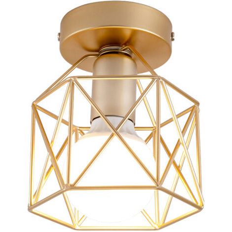 royaluxe- Plafonnier Vintage Lustre Rétro Abat-Jour En Métal Lampe De Plafond Industrielle Pour Café, Couloir, Chambre À Coucher, Cuisine, Salon, Or (1/5)
