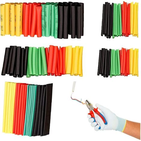 Kit de 328 gaines thermorétractables pour la protection des fils électriques et mécaniques, 4 couleurs et 8 tailles (1/5)