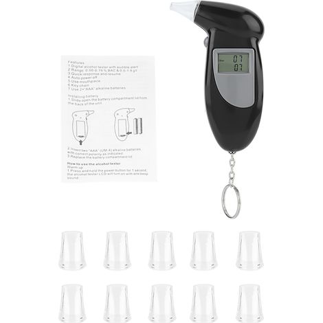 Éthylotest numérique LCD portable porté-clés avec 10 embouts buccaux (1/5)