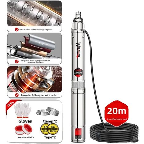 Pompe submersible à puits profond, conception multi-étages, haute efficacité, 550W 8 Impulseurs (1/2)