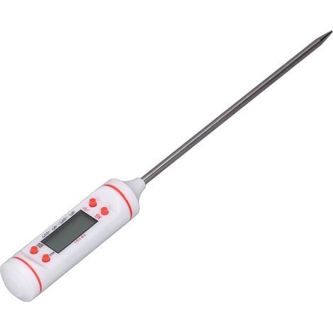 Digitales Fleischthermometer mit langer Sonde, direkt ablesbarem Lebensmittelthermometer und großem Display, ideal zum Kochen, Backen und Grillen, weiß. (1/5)