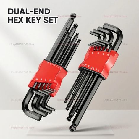 (Modèle extra long B) Jeu de clés Allen universelles métriques à double tête avec douille pour le montage et le démontage de motos et vélos. Outils pour la maison (1/5)