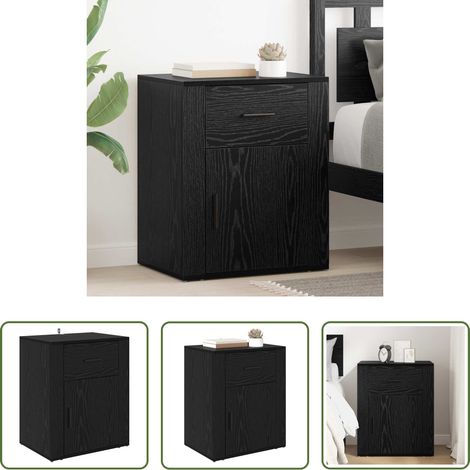 Rangement chambre - Cabinet de chevet Chêne noir 35 x 50 x 60 cm Bois d'ingénierie (1/5)