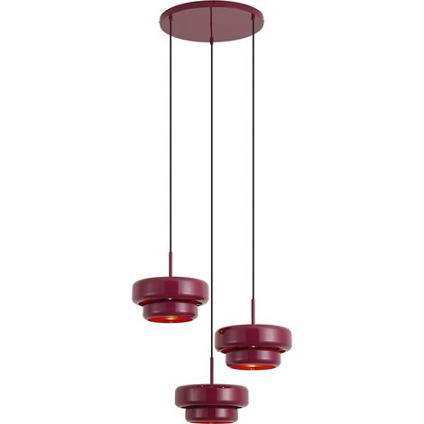 QAZQA Retro Pendant Lamp Plum with Metal Shade 3-Light - Ophelia (1/5)