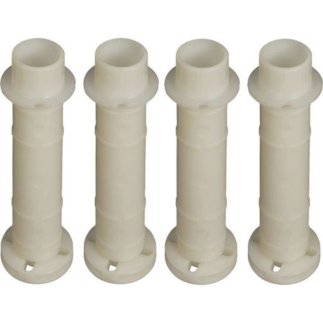 4x Pied de meuble cuisine hauteur réglable 150 à 190 mm blanc Ø 34 mm support plastique plinthe (1/2)