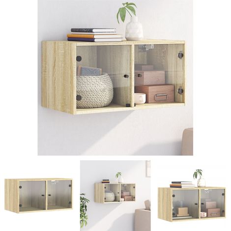 The Living Store Wandschrank mit Glastüren Sonoma-Eiche 68,5x37x35 cm - Aufbewahrungsschränke & Schließfächer (1/5)
