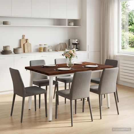 vidaXL 120 x 70 x 75 cm Bois d'Acacia Massif Marron foncé et Blanc (1/5)