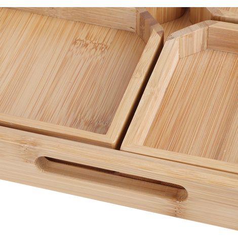 Plateau de service multifonction en bambou pour fruits et desserts, idéal pour la maison. (1/5)