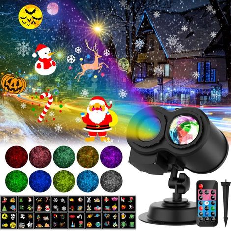 Beijiyi – Projecteur LED extérieur et intérieur – 16 motifs et 10 couleurs – Effet d'ondulation de l'eau – IP65 – Télécommande sans fil