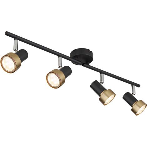Deckenstrahler Deckenleuchte Spotlampe verstellbar 4 flammig schwarz gold L 60cm