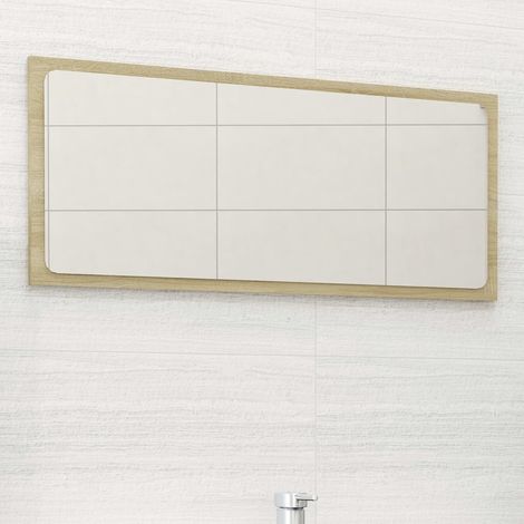 Espejo de baño madera contrachapada color roble 80x1,5x37 cm vidaXL (1/5)