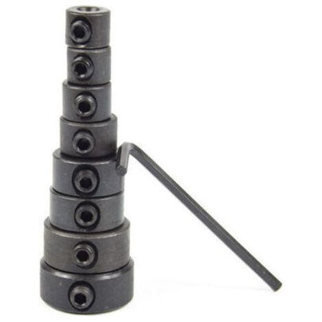 Ahlsen Colliers Limitation Forage, Foret Butée Profondeur,8 Pieces Positionneur Anneau Profondeur, Réglable Butée Foret Butées Profondeur Forage Colliers D'Arrêt de Profondeur avec Clé Hexago (1/5)