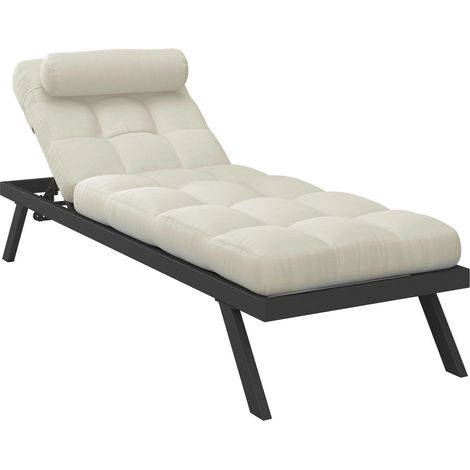 Mömax Gartenliege Avola Creme Outdoorstoff/Metall +Abdeckung (1/5)