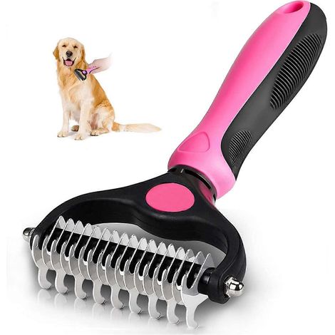 Brosse à poils pour chien, brosse pour chat, peigne démêlant pour chien, peigne démêlant pour animaux de compagnie [poils longs/courts/sous-poil] (1/5)