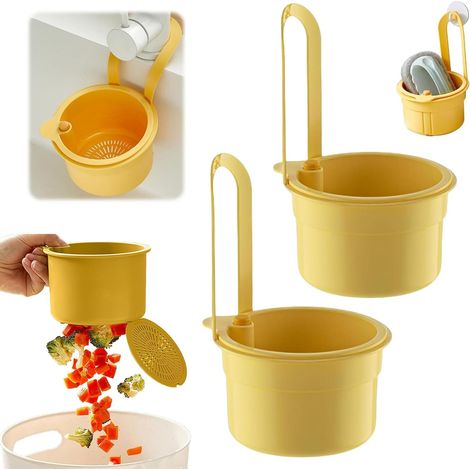 Hängender Spülbecken-Siebkorb, 2er-Set Hänge-Wasserhahn-Siebe, Speiserestefänger für den Wasserhahn, Spülbecken-Sieb mit Druckknopf, zum Abwaschen, Küchenorganizer (1/5)