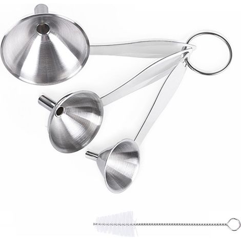Entonnoir Cuisine - Acier Inoxydable 3 Pièces - Pour Huiles Essentielles Liquides Épices Poudres - Adapté Bouteilles Jars Flacons - Lot de 3 (1/5)
