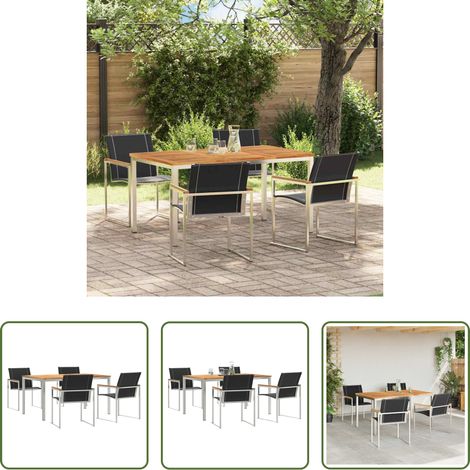 Garten Tisch - Garten Essgruppe 5 pcs Braun Massivholz Akazie (1/5)
