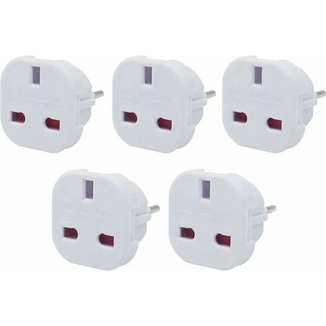 UK to EU travel adapter, [5] UK 3-pin to Europe/France 2-pin plug adapter (1/5)