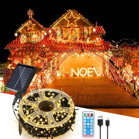 SWANEW Guirlanda Solare LED Ghirlanda Luminosa Tenda LED Party Giardino Interno Esterno Decorazione Illuminazione Natalizia 80M 800LEDs Bianco Caldo (1/5)