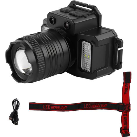Lampe Frontale LED Puissante pour Randonnée, Pêche et Travaux, 1600mAh (1/5)