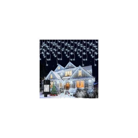 Lichterkette für den Außenbereich, 12,8 + 5 m, 400 LEDs, 8 Modi, IP65 wasserdicht, mit Timer und Speicherfunktion, für Fenster, Balkon und Garten – Kaltweiß (1/4)