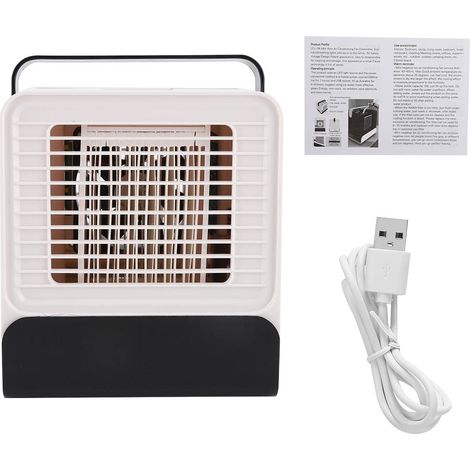 Mini climatiseur portable USB avec ventilateur et ioniseur d'air pour la maison et le bureau (blanc)